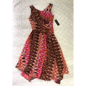 Jones Wear Pink and Brown Empire Waist Print Dress